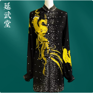 延武堂新款刺绣仿真丝烫钻太极武术服比赛练功服武术表演服中国风